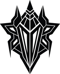 Obraz premium Futuristic Warrior Mask Crest vector silhouette