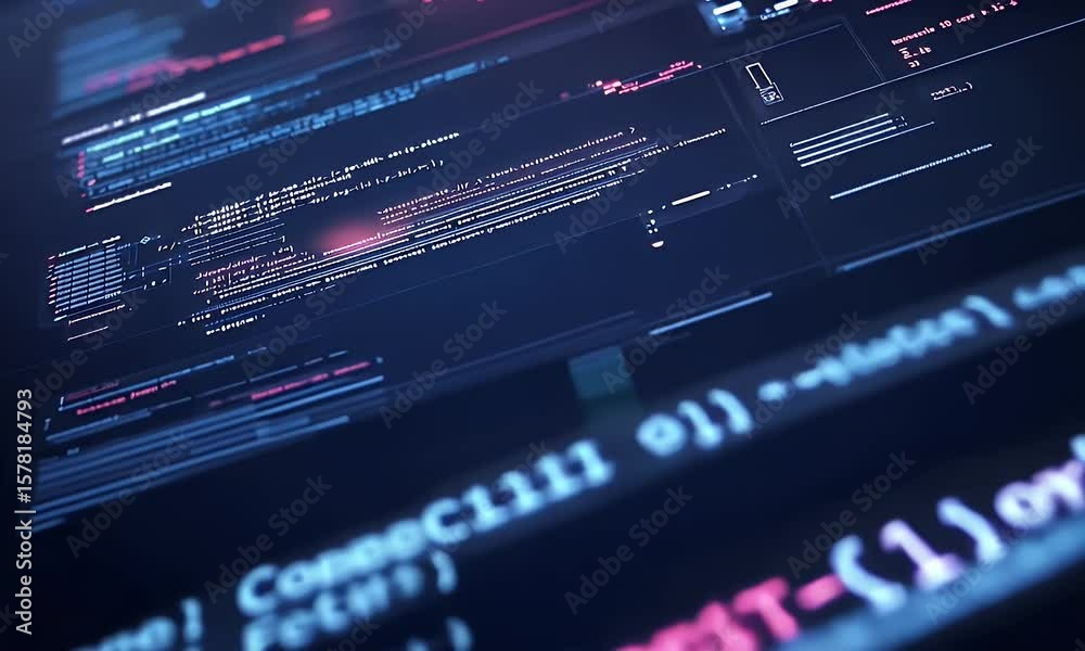 Poster the screen displays the code of an object in software development, which is shown against a dark blu