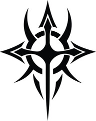 Radiant Cross Tribal Crest vector silhouette