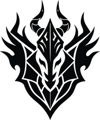 Demonic Flame Skull Tattoo vector silhouette