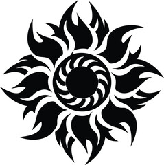 Tribal Fire Sun Symbol Vector