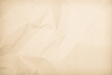 Old paper vintage texture surface for background. Recycle pale brown paper crumpled texture, Cream color recycled kraft paper texture blank with copy space for text.