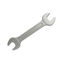 A silver metal wrench isolated on transparent background