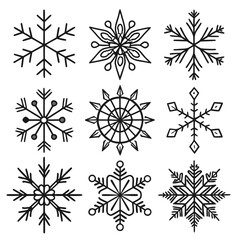 set of vector snowflakes