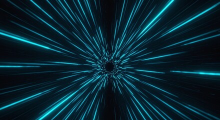 Futuristic Blue Light Streaks in Tunnel Effect with Dynamic Motion
