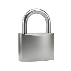 A shiny metal padlock ensures safety and security isolated on transparent background