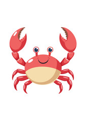 Flat Vector of a Cute Cartoon Crab