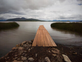 Tranquility by the lake. Old deck. Patzcuaro