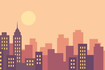 Modern City at Dawn or Dusk Graphic