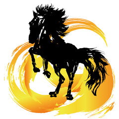 午年の年賀状に使える和風素材のベクターイラスト