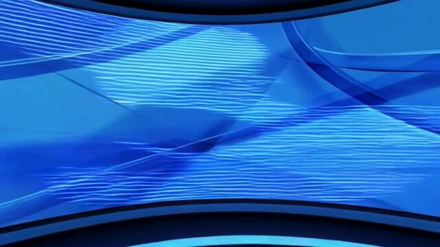 Immersive Blue Virtual Studio Background Curvature LED Screen with Abstract Landscape