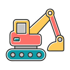 Obraz premium A colorful illustration of a mini excavator, ready for digging.