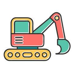 Fototapeta premium A colorful illustration of a mini excavator, ready for digging.