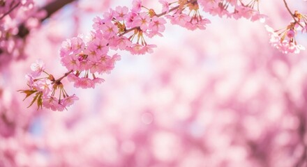 Obraz premium Vibrant Pink Cherry Blossoms Blooming in the Spring Sunlight