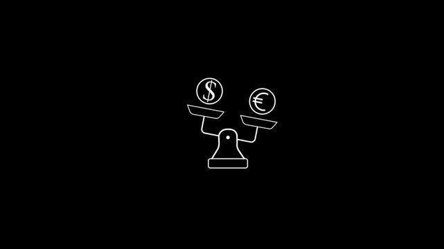 scale icon. video animation with neon effects.isolated on a black background video animation .