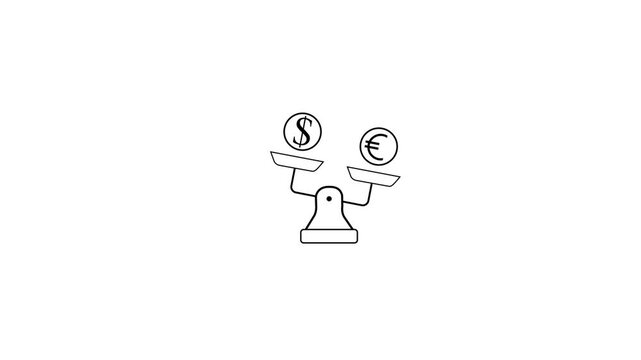 scale icon. video animation with neon effects.isolated on a white background video animation .