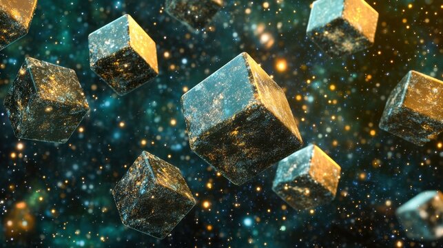 floating data cubes in starry expanse