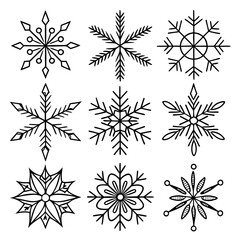 black and white set snowflakes