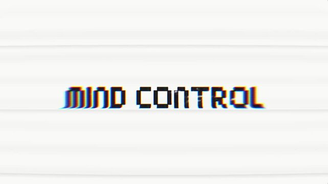 Mind Control Text with a modern glitch effect on white background. 4k video background