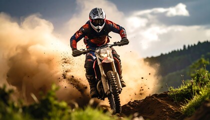 Naklejka premium Motocross rider in action (1)