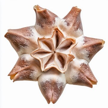 geastrum triplex earthstar fungus opened star shape isolated on white transparent background