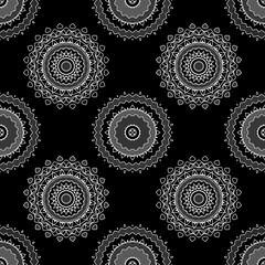 White Mandala on Black Background Decoration Decor