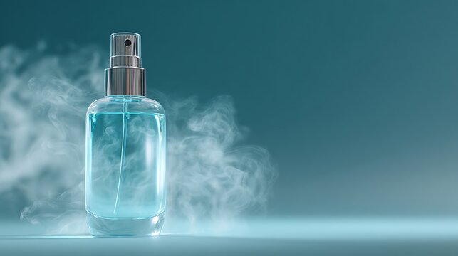 Blue Perfume Bottle with Silver Sprayer