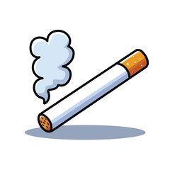 Illustration Vector Graphic Cartoon of a Cigarette with Rising Smoke