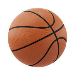 Realistic Orange Basketball with Black Lines on Transparent Background