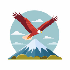 Majestic Red Eagle Soaring Above a Snow-Capped Mountain Peak