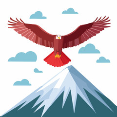 Majestic Eagle Soaring Above a Snowy Mountain Peak