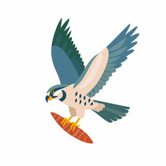 Fototapeta premium Graceful Falcon in Flight Carrying Prey, Detailed Illustration