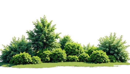 Green Plant and Bush Arrangement on White Background