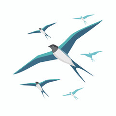 Obraz premium Elegant Teal Swallows in Flight, Dynamic Composition