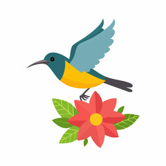 Obraz premium Vibrant Hummingbird Hovering Near a Red Flower