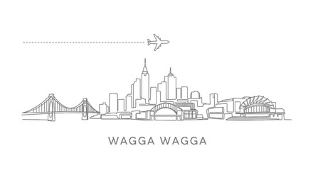 Naklejka premium Wagga Wagga skyline vector with city, and travel.