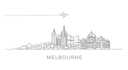 Melbourne Skyline with Australia Cityscape vector.