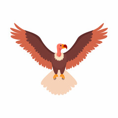 Obraz premium Cartoon Vulture with Outstretched Wings, Pink Head and Yellow Talons