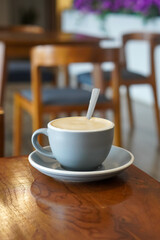 Hot Aren Latte, Indonesia, captured on July 13, 2025. A warm blend of strong local coffee, steamed milk, and palm sugar syrup for a rich, sweet, and aromatic flavor