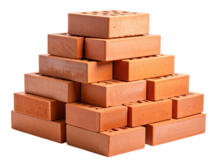 Stack of Red Bricks Isolated on Transparent Background