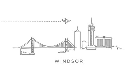 Obraz premium Windsor Ontario Skyline Line Art Minimalist.