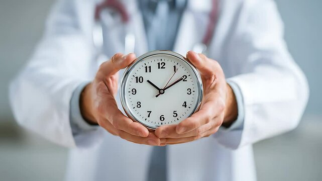 Doctor Holding Clock, Time Management in Healthcare