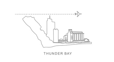 Obraz premium Thunder Bay with Canada Skyline Minimalist Plane.