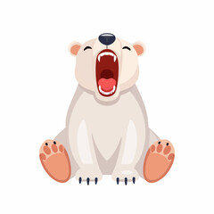Naklejka premium Yawning Polar Bear Cub Cartoon Illustration