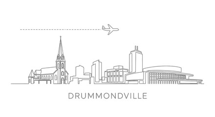 Naklejka premium Drummondville Skyline Vector with Canada, and minimal.