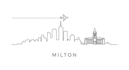 Obraz premium Milton Skyline Plane Travel with Minimalist Cityscape.