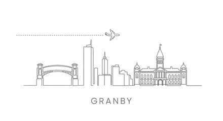 Obraz premium Granby Skyline Cityscape Line Art Travel.