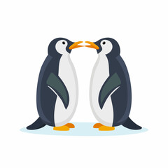 Obraz premium Two Adorable Penguins Touching Beaks, Displaying Affection and Love.