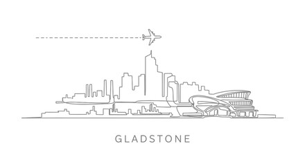Fototapeta premium Gladstone Skyline Airport with Queensland Simple Line.