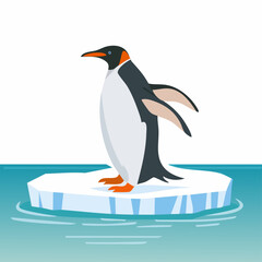 Obraz premium A solitary penguin standing proudly on a floating iceberg in the ocean.